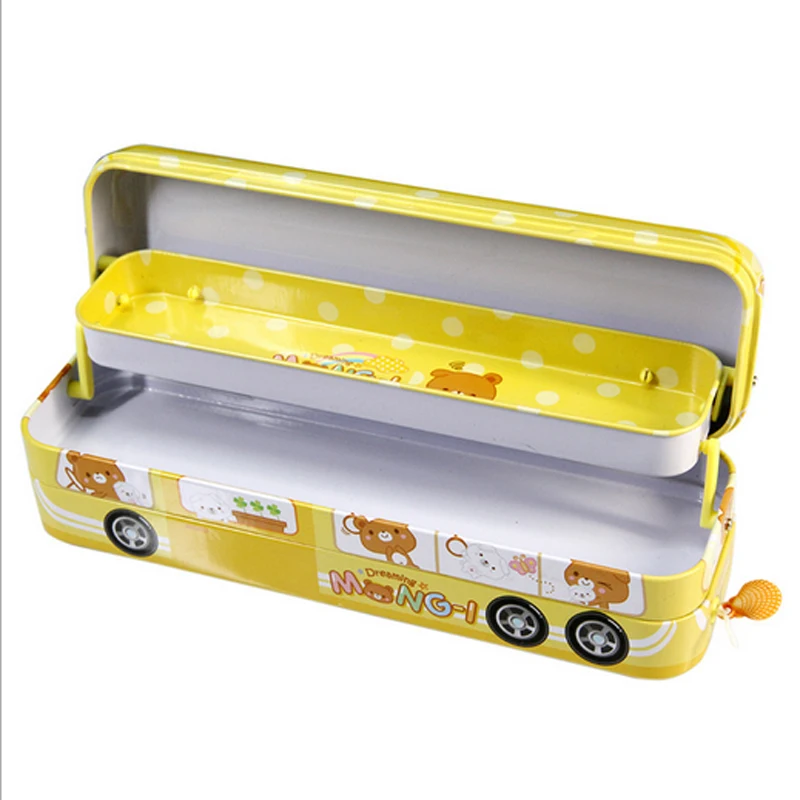 Студенческий Большой Вместительный трехслойный мультяшный пенал Железный Ящик