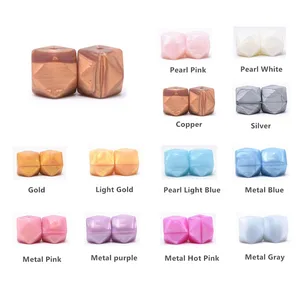 50 шт.Лот, металлические шестигранные силиконовые бусины 17 мм