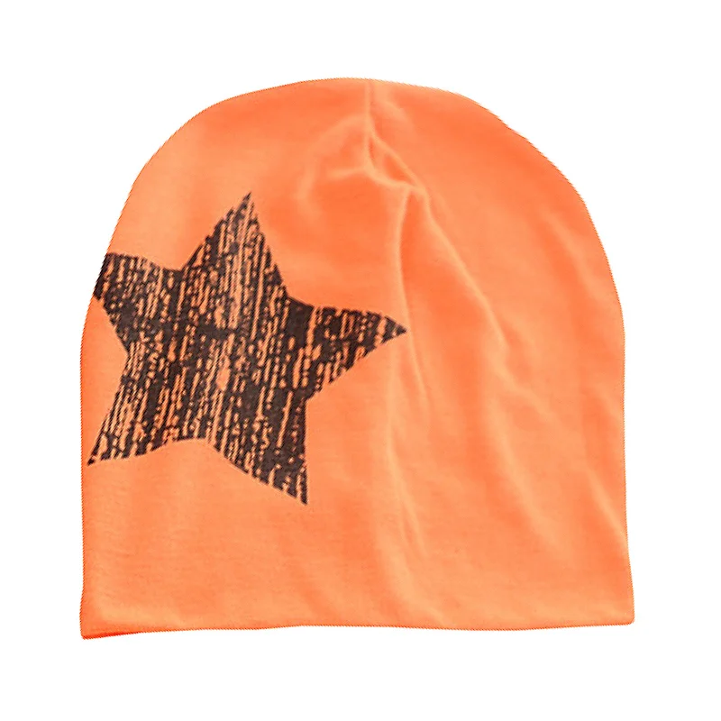 orange hat Хлопковая детская шапка, шарф, Детские шапочки, детские шапки с принтом звезды, весна-осень, детская шапка, набор шарфов для маленьких девочек, шапочки реквизит для фотосессии - Цвет: orange hat
