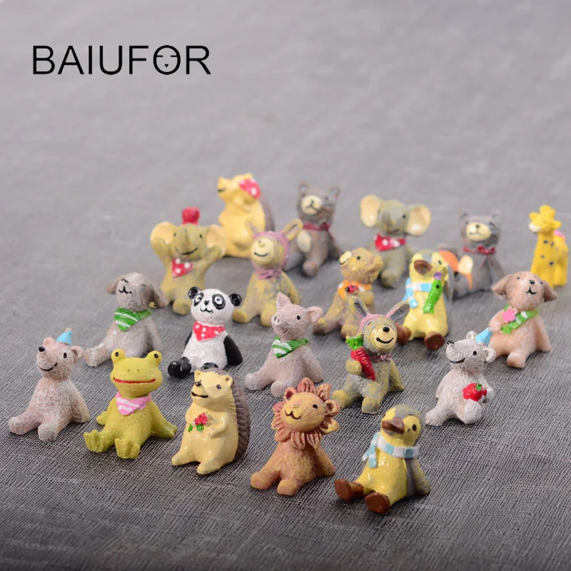 Фигурки животных BAIUFOR 5 шт./лот мини садовый миниатюрный Террариум из смолы