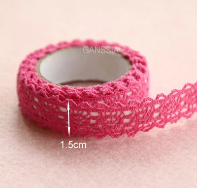 2 ярдов/pc клейкие ленты ткань хлопок кружево лента для DIY украшения Канцелярские Клейкие Ленты подарки праздник(ss-1810 - Цвет: No. 21 Hot pink