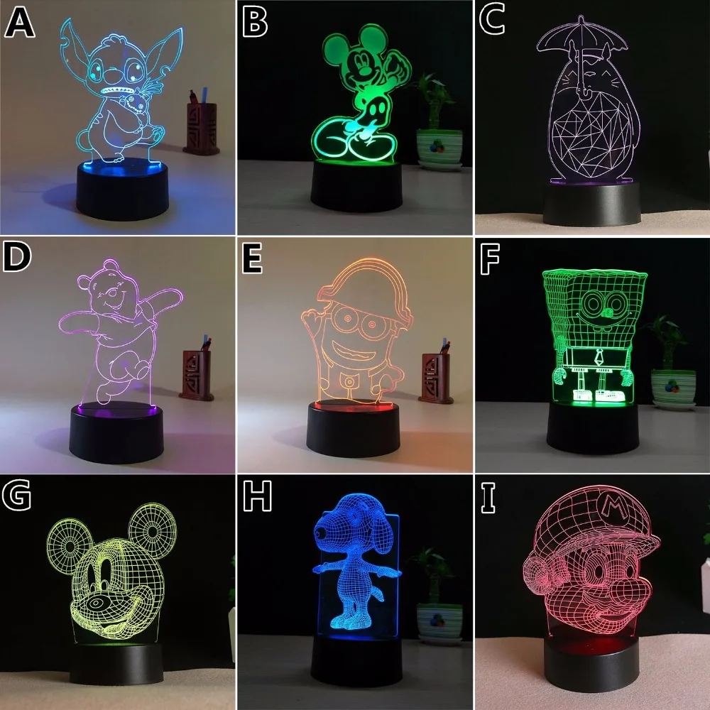 Супер Марио 3D LED ночник USB 7 цветов украшение дома лампа для детей как праздники и