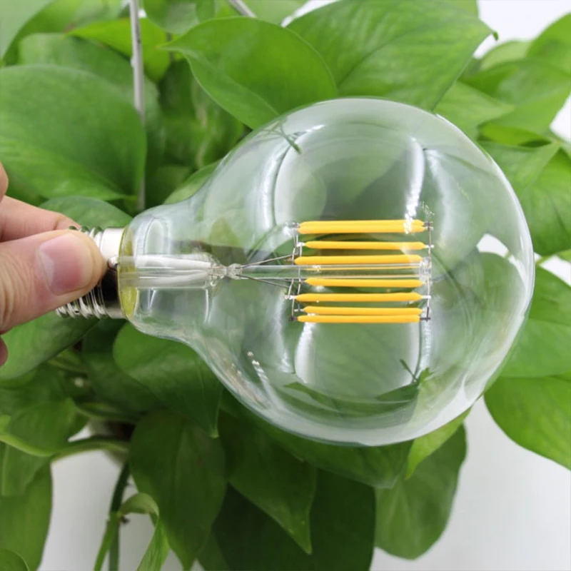 Grensk Vintage LED Filament Bulb Edison G95 Clear 8W AC 220V 240V E27 Led Warm White 2700K Household Bar Lighting Dimmable