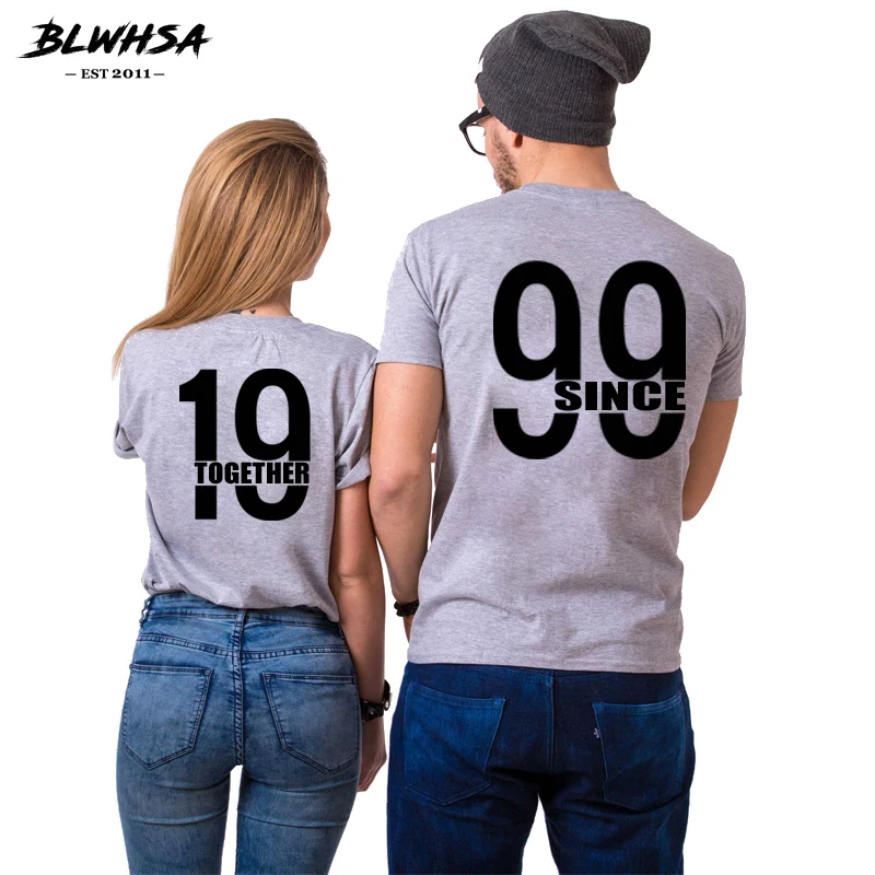 Парные футболки BLWHSA с 1999 года для влюбленных повседневная одежда пар смешные