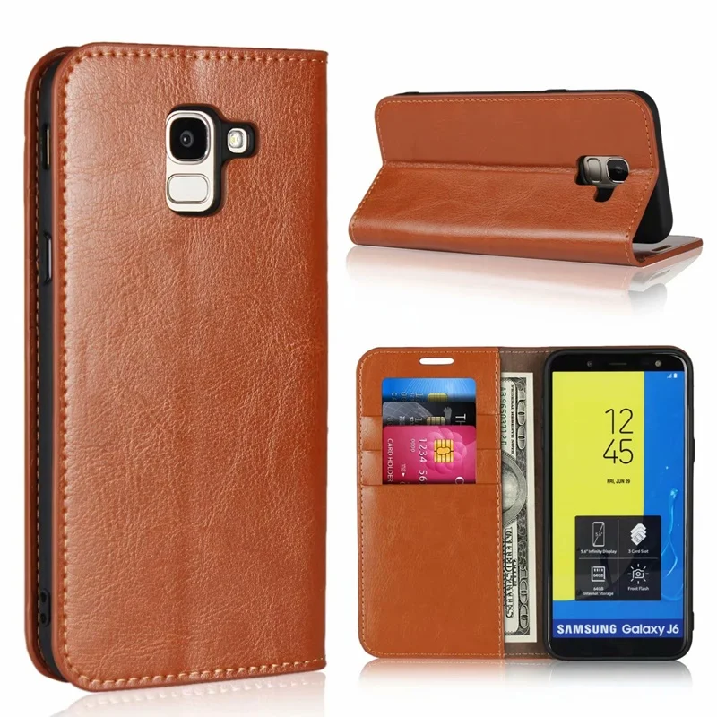 Case For Samsung Galaxy J4 Plus J415F J6 J610F case Flip Cover High quality Genuine Leather Wallet Soft kimTHmall | Мобильные