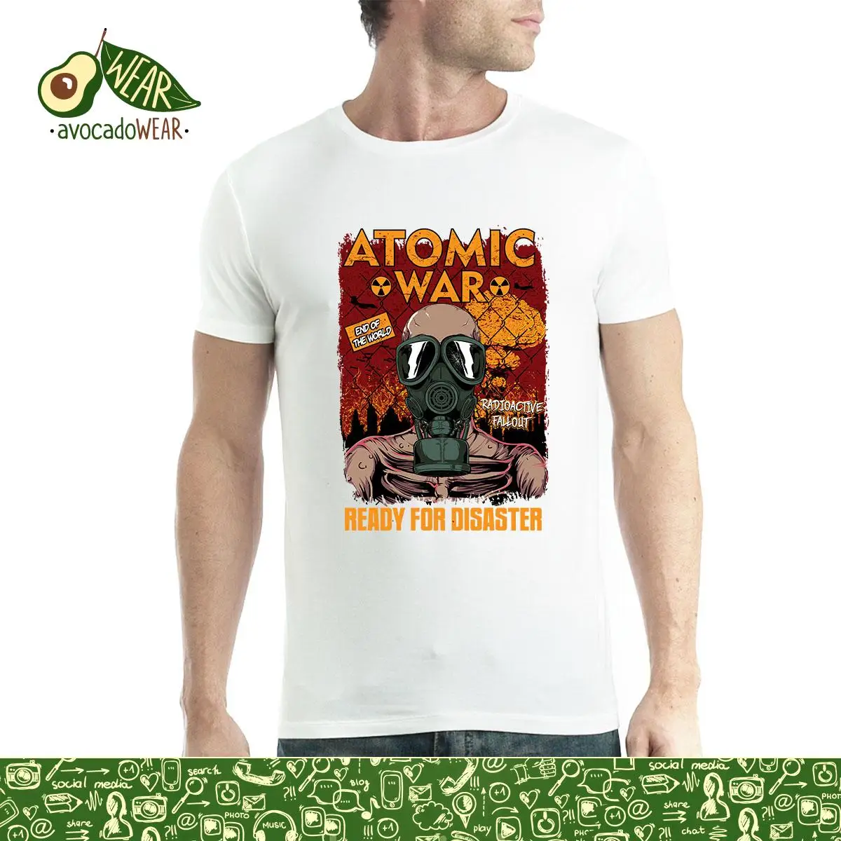 Atomic War End of the World Radiation Gas Mask Mens T-shirt XS-5XLStreetwear Funny Print Clothing Hip-Tope Mans T-Shirt Tops | Мужская