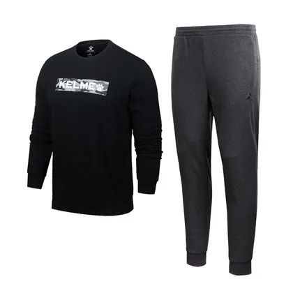 KELME, мужские костюмы для бега, спортивная одежда, мужской спортивный костюм, уличные осенние толстовки с длинным рукавом, TZ-3971001 - Цвет: Black Grey