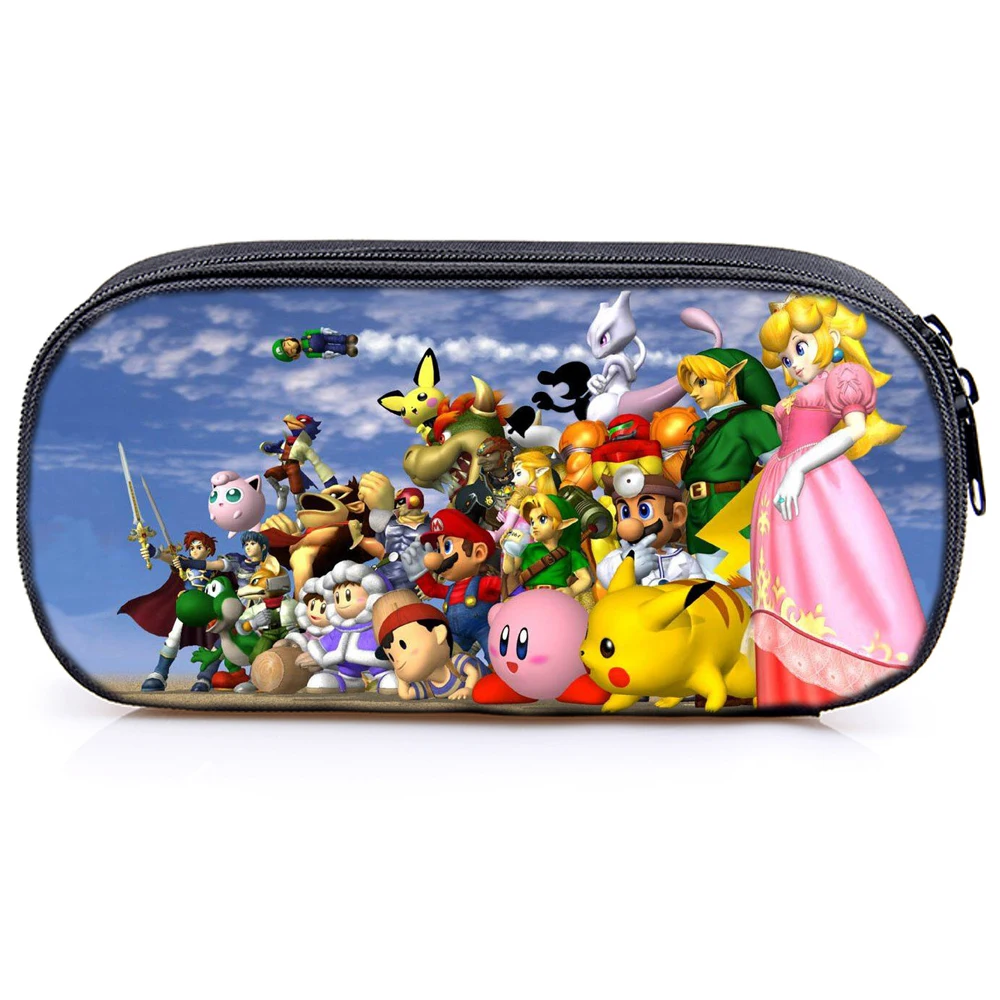 Чехол для карандашей Super Mario Smash Bros, косметический чехол для мальчиков и девочек, школьные принадлежности, канцелярские сумки для хранения, косметичка