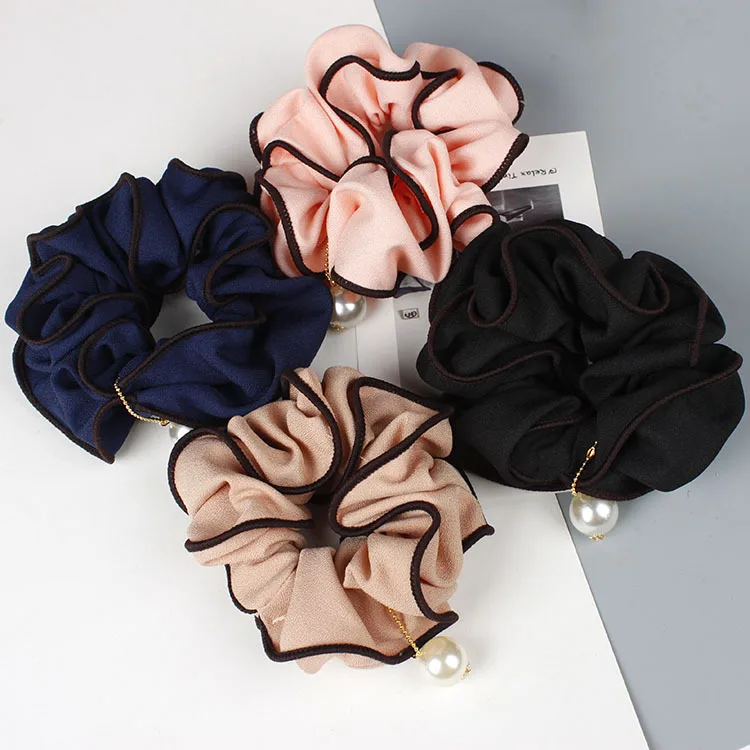 

Free shipping Fashion women pretty solid Hair bands beads pendant hair scrunchies girl's hair Tie Accessories Ponytail Holder