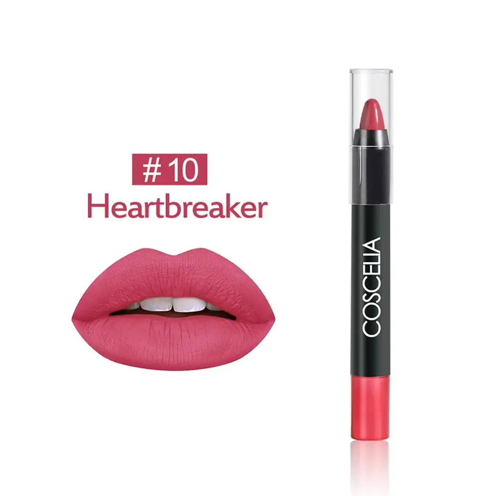 Heartbreaker 12 цветов, матовые помады для женщин, сексуальные губы, Обнаженная бархатная помада, карандаш для макияжа губ, водостойкие, долговечные, легко носить - Цвет: Heartbreaker
