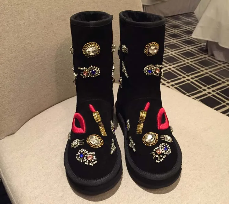 Теплые зимние сапоги EIOUPI из натуральной овечьей кожи женские повседневные