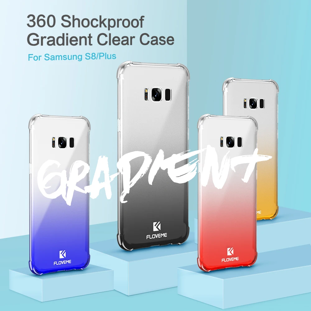Floveme углы капля противоударный чехол для Samsung S8 360 защиты ясно перед компьютером