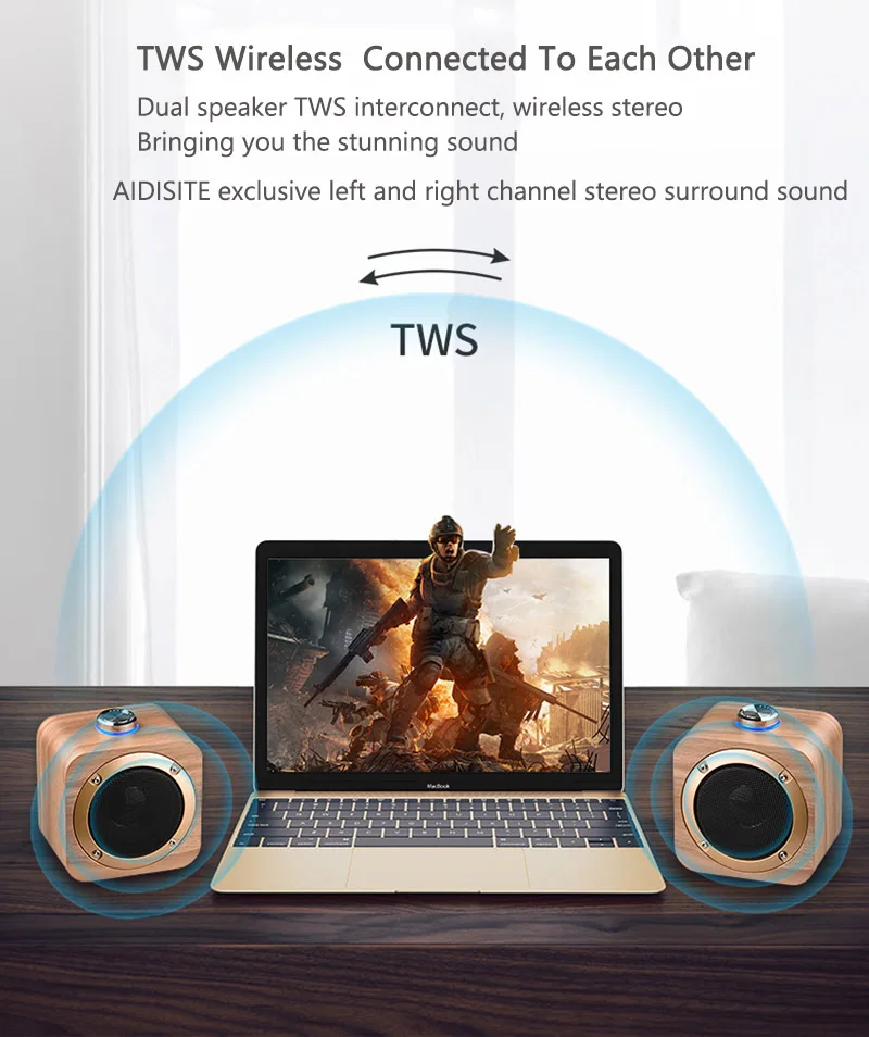 AIDISITE вращающаяся Настройка Bluetooth динамик деревянный беспроводной портативный динамик громкий динамик звук 3D стерео зарядка через usb