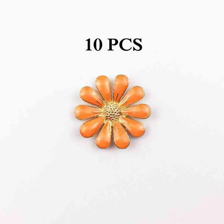 Orange 10 шт. ромашки DIY металлическая кнопка Подвеска Пряжка Подсолнух для одежды рубашки ручной работы материал сплав аксессуары - Цвет: Orange
