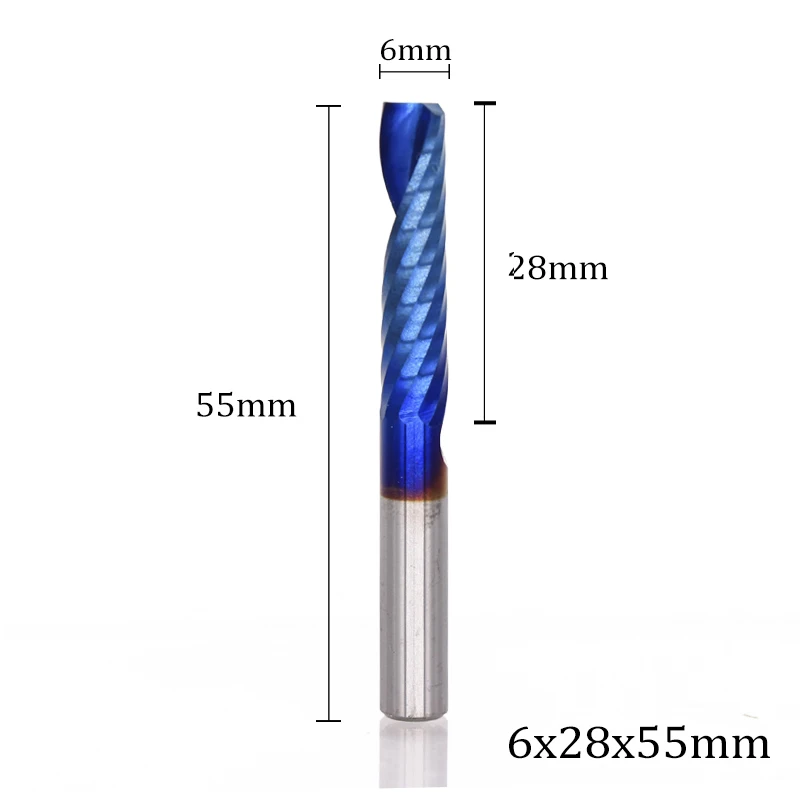 6x28x55L XCAN 1 шт. 4 мм хвостовик 8-32 мм длина реза Одна Флейта концевая Мельница Нано синий покрытием 1 фрезерование канавок резак карбида сверла для станков с ЧПУ - Длина режущей кромки: 6x28x55L
