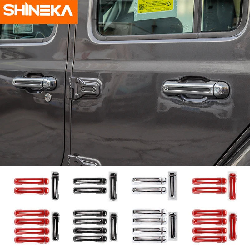 

SHINEKA ABS Car Exterior Side Door Handle Tailgate Handle Hinge Decoration Cover Stickers For Jeep Wrangler JL 2018+