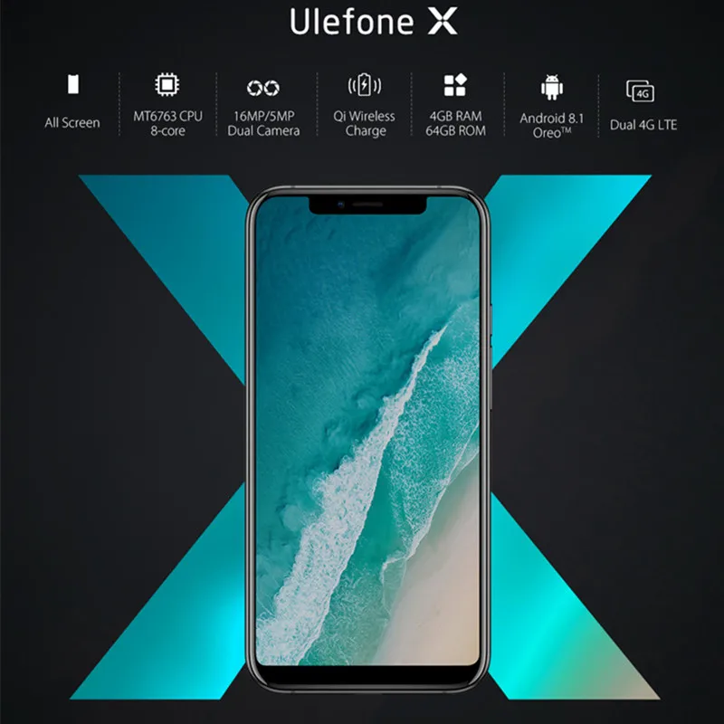 Оригинальный Ulefone X Android 8 1 мобильный телефон 5 85 &quotHD + MT6763 Восьмиядерный 4 Гб RAM 64 ROM