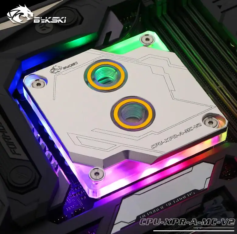 CPU-XPR-A-MC-Silver Bykski cpu водный блок для INTEL LGA1150 1151 1155 1156 2011 2066X99 I7 RGB светильник с поддержкой 5 в 3PIN GND коннектор к материнской плате - Цвет лезвия: CPU-XPR-A-MC-Silver