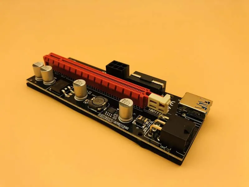 6 шт. VER009S PCI E Riser Card Dual LED 009S Express 1X to 16X 0 M USB 3 кабель 6Pin Molex Power для майнинга