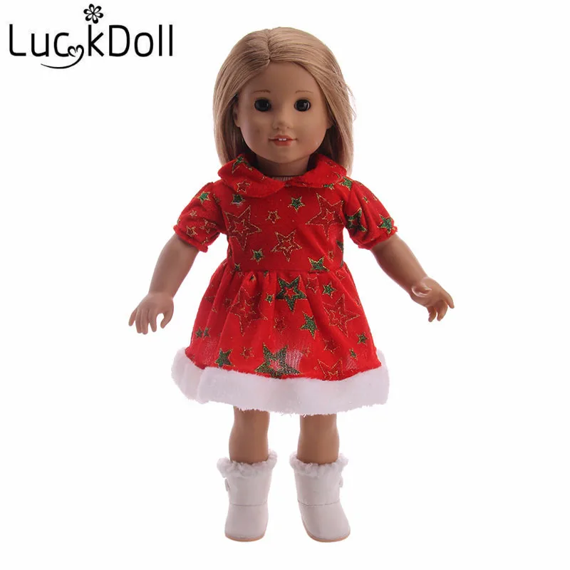 Luckdoll Рождественская Кукла трикотаж+ трусики+ обувь подходит 18 дюймов американские кукольные аксессуары лучший подарок