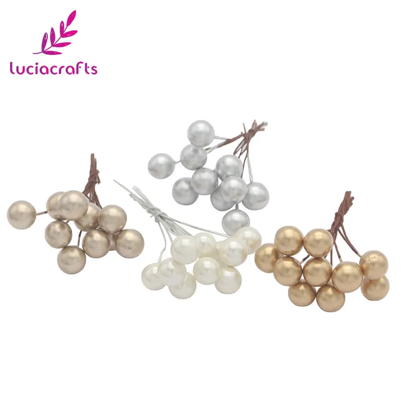 Lucia crafts 50 шт./лот мини пластиковые поддельные металлические цветные Ягоды Искусственные цветы DIY Рождественский подарок украшения для дома A0602