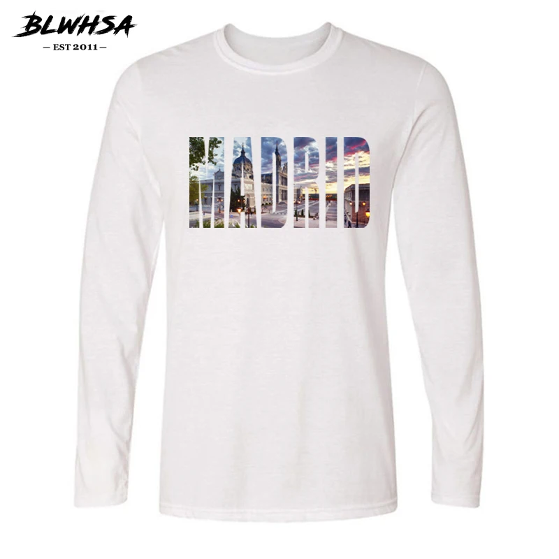 Мужская хлопковая футболка с длинным рукавом и круглым вырезом|t shirt men|cotton t mencotton |