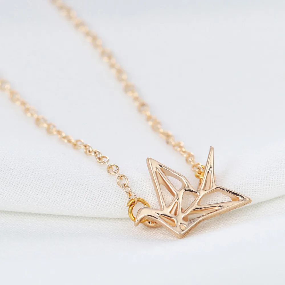 Ожерелье Kinitial в виде Оригами-журавля женское очаровательное ювелирное изделие