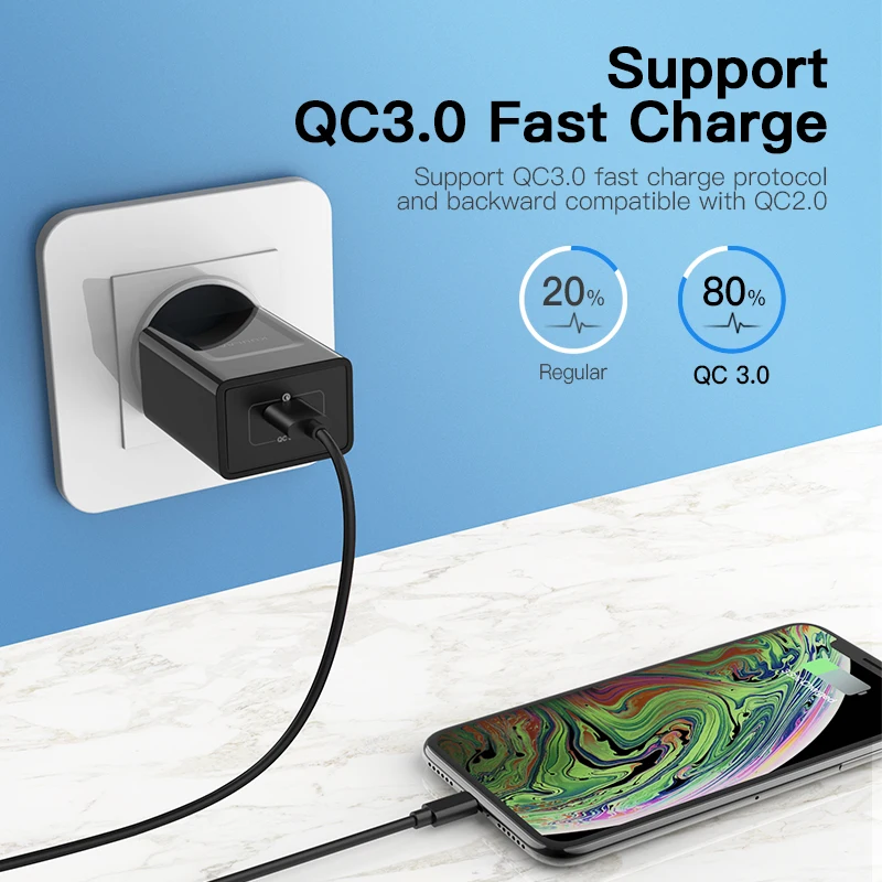 KUULAA USB зарядное устройство Quick Charge 3 0 18 Вт Быстрая Зарядка адаптер EU US Plug мобильный