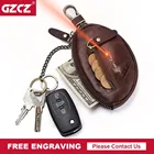 Винтажный кошелек для ключей GZCZ из натуральной кожи, мужские чехлы для ключей, органайзер на молнии, кошелек для монет, Мужская маленькая мини-сумка для автомобильных ключей