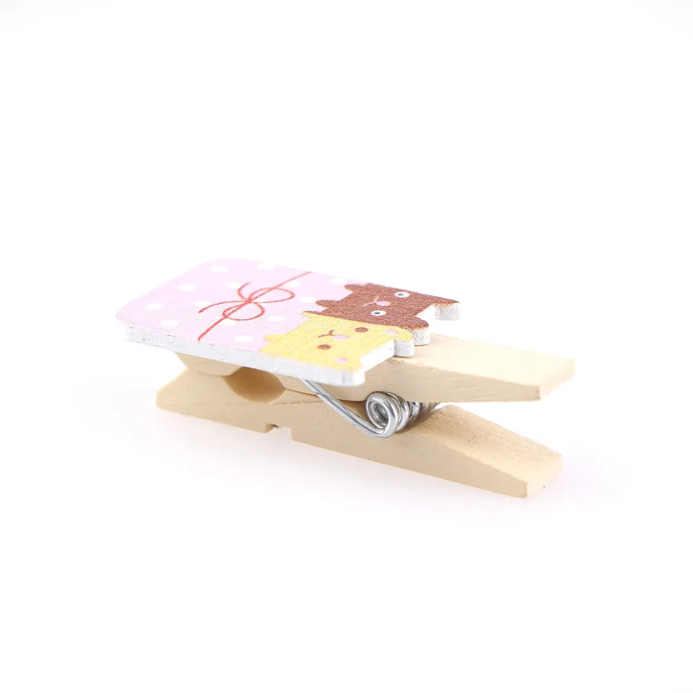 10pcs DIY School Office Binding Supplies Cartoon Wooden Paper Clip Bookmark For Album With Rope Message Stickers | Канцтовары для