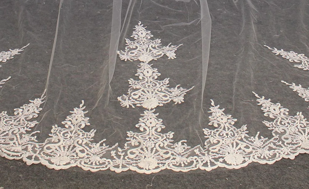 Кружевная вуаль двухслойная длинная с гребнем 4 метра 2T | Свадьбы и торжества