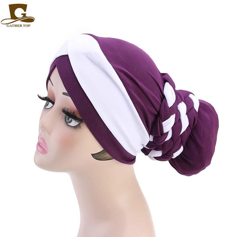

New Women Muslim Scarf Hats Fashion Beading Braid Hijabs Turban Hats Head Cap Hat Beanie Ladies Hair Accessories Women India Hat