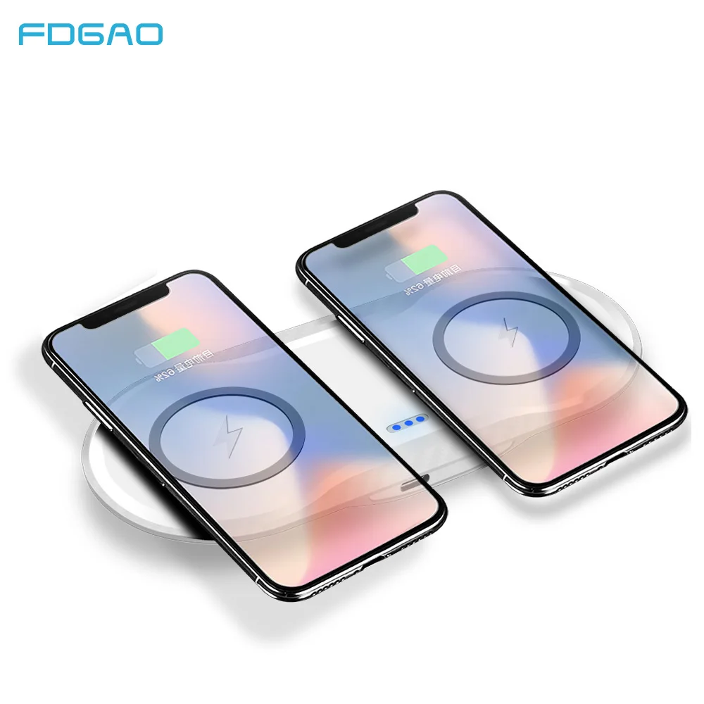 FDGAO 5 Вт QI Беспроводное зарядное устройство pad 2в1 для iPhone X XR XS samsung Galaxy S9 Plus Note 8 9 Dual QI индукционное зарядное устройство