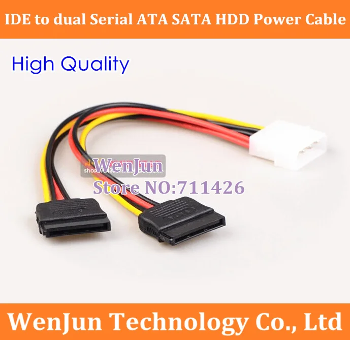 

200PCS/LOT Free shipping IDE to dual Serial ATA SATA HDD Power Cable SATA HDD Power Cable 20cm High Quality