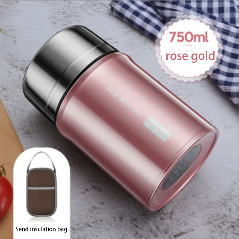 750ml Rose Gold 750/1000 мл Термос-контейнер термос для еды долговечная изоляция термо из нержавеющей стали для детей, взрослых, школы, офиса Ланчбокс - Цвет: 750ml Rose Gold