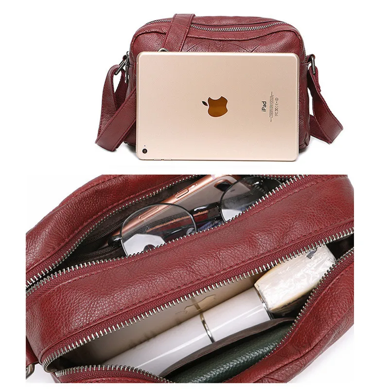 

ICEV New Simple Fashion Plaid Crossbody Bags for Women Messenger Bags Handbags Women Famous Brands 100% Genuine Leather Handbags