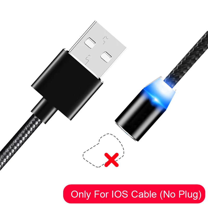 Магнитный usb-кабель для iPhone 11 XS XR X 8 7 6 S Plus 5 5S SE samsung type C, кабель для быстрой зарядки и передачи данных, кабель для мобильного телефона - Цвет: No Plug Only Cable