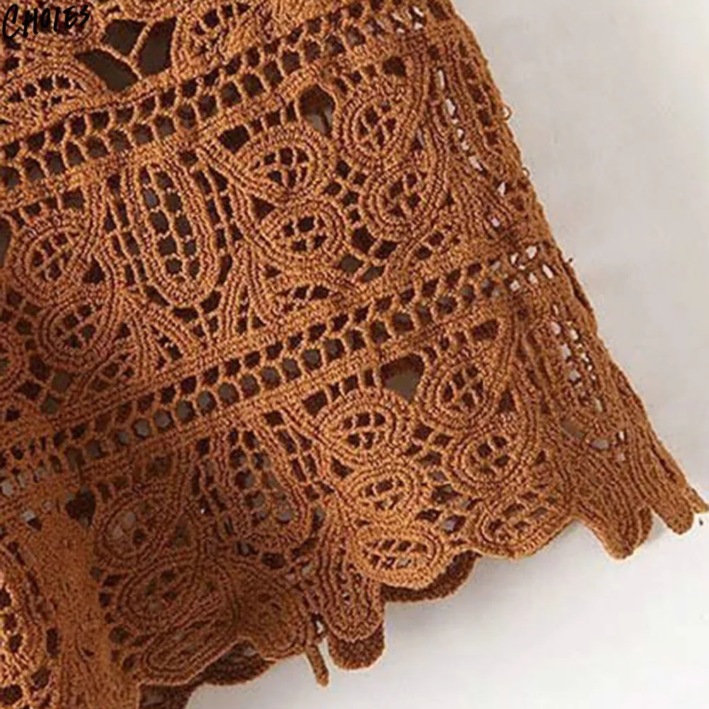 3 цвета кроше кружева Обрезанные камзол 2017 Лето V шеи выдалбливают без рукавов