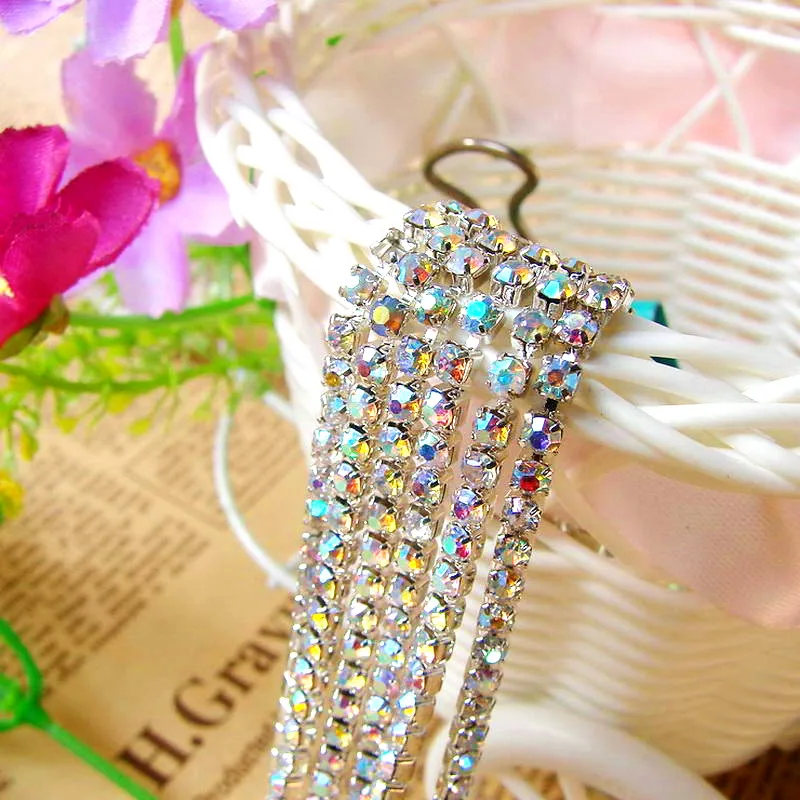 Горячие 10 ярдов/рулон SS6 SS12 кристалл AB горный хрусталь цепь DIY Шить на