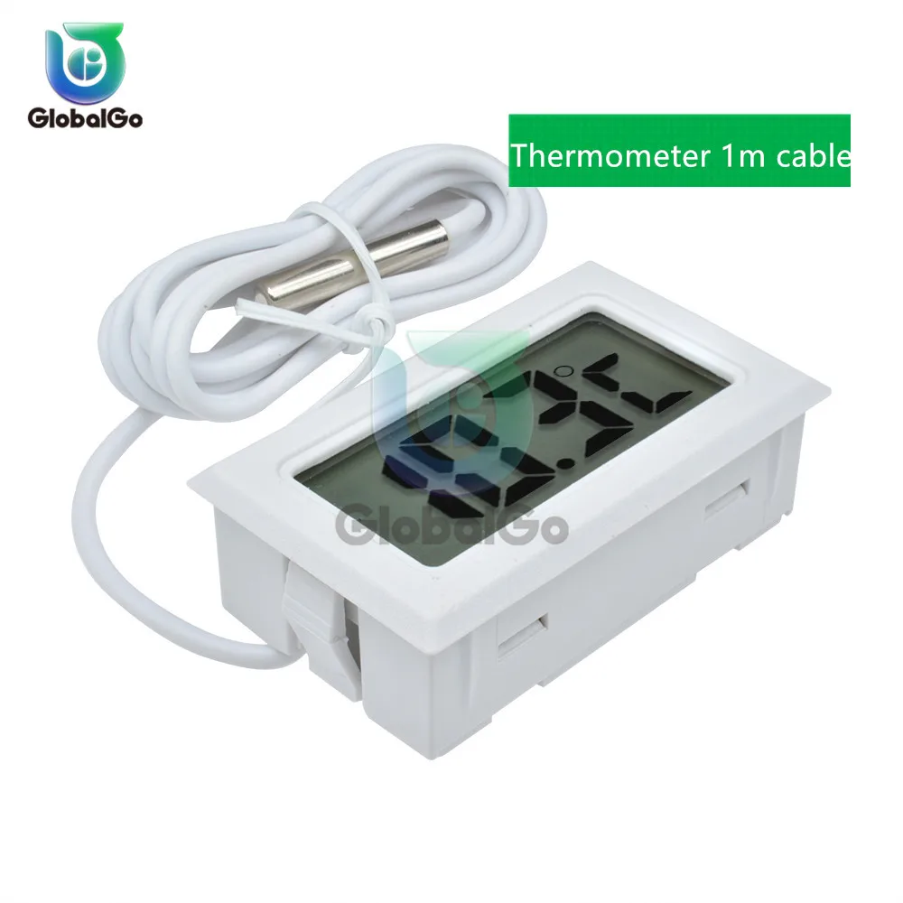 Thermometer 1m Cable Мини ЖК-цифровой измеритель температуры и влажности для помещений и улицы, термометр-гигрометр, датчик температуры, дисплей, домашний морозильник - Цвет: Thermometer 1m Cable