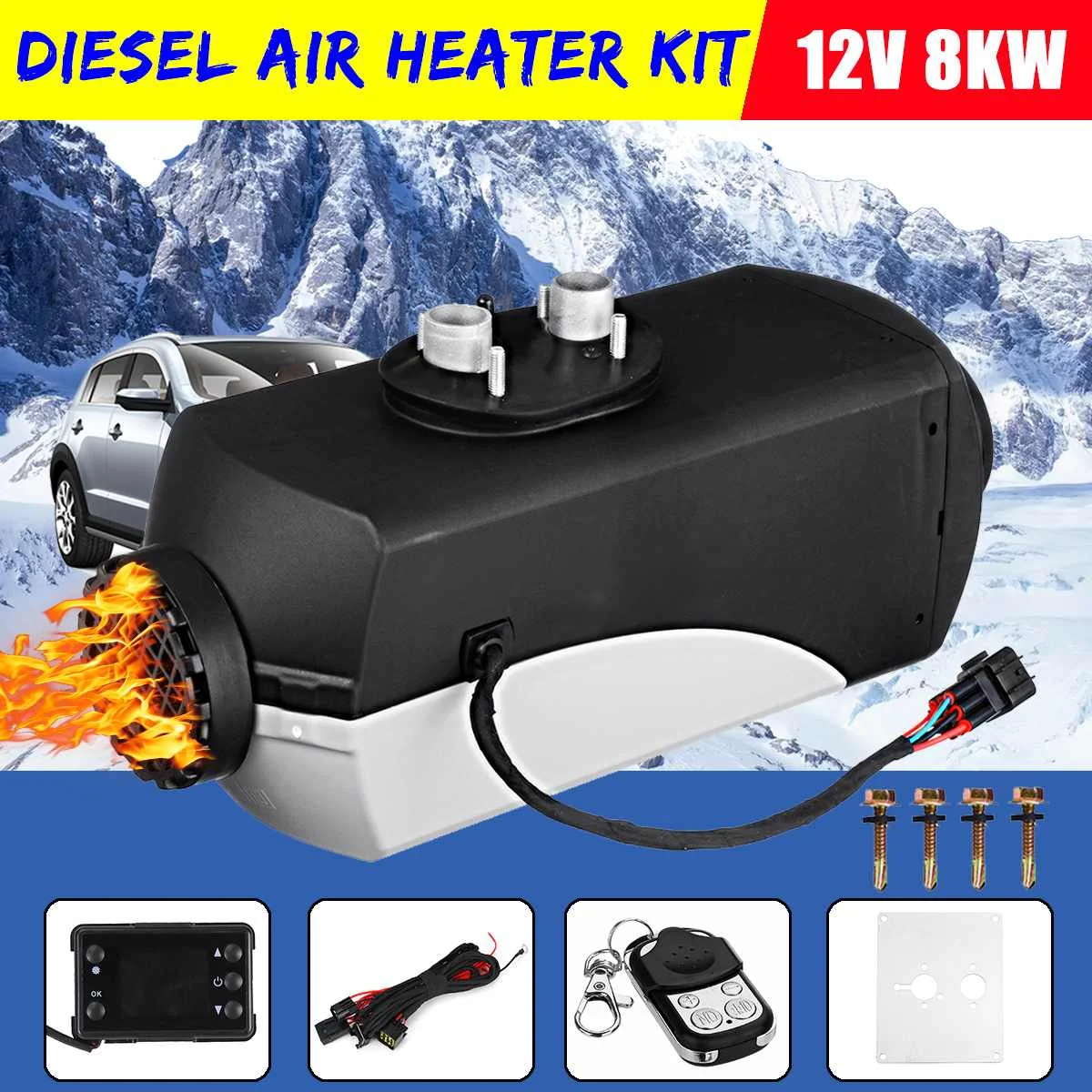 DC 12V светодиодные ленты 8000W Дизельный подогреватель воздуха ЖК-дисплей монитором термостат дистанционного Управление грузовых автомобилей шины лодки RV Ван дизельный Обогреватель Воздушный стояночный отопитель