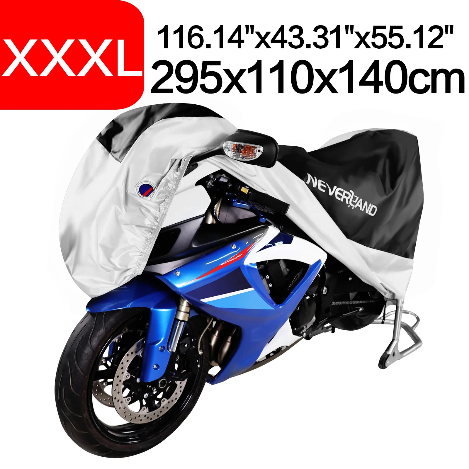 XXXL 295x110x140 см 190 т водонепроницаемые черные Серебряные покрышки для мотоциклов уличные крытые скутеры мотор дождь УФ пылезащитный чехол
