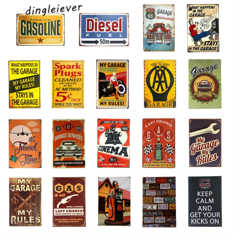 

DL- garage open 7/24 Metal Retro Wall Sign Plaque home decor