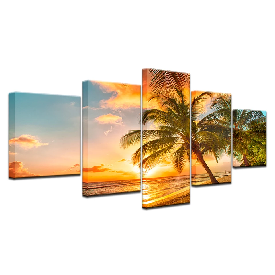 Современный домашний декор холст HD печать постер для гостиной рамки закат пляж
