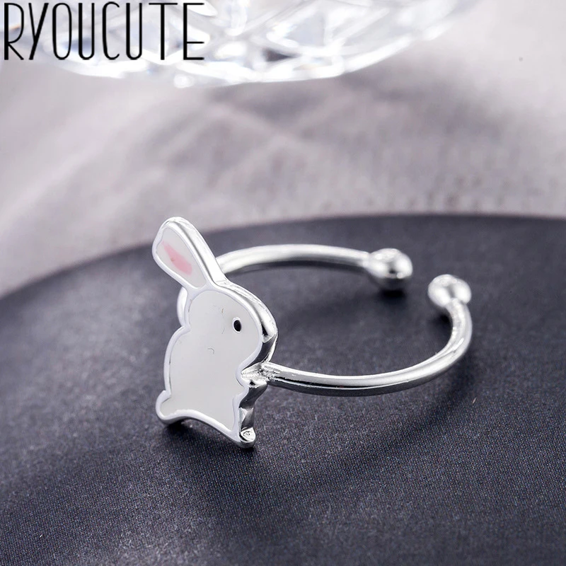 Женские кольца с кроликами обручальные серебряного цвета в стиле панк ретро
