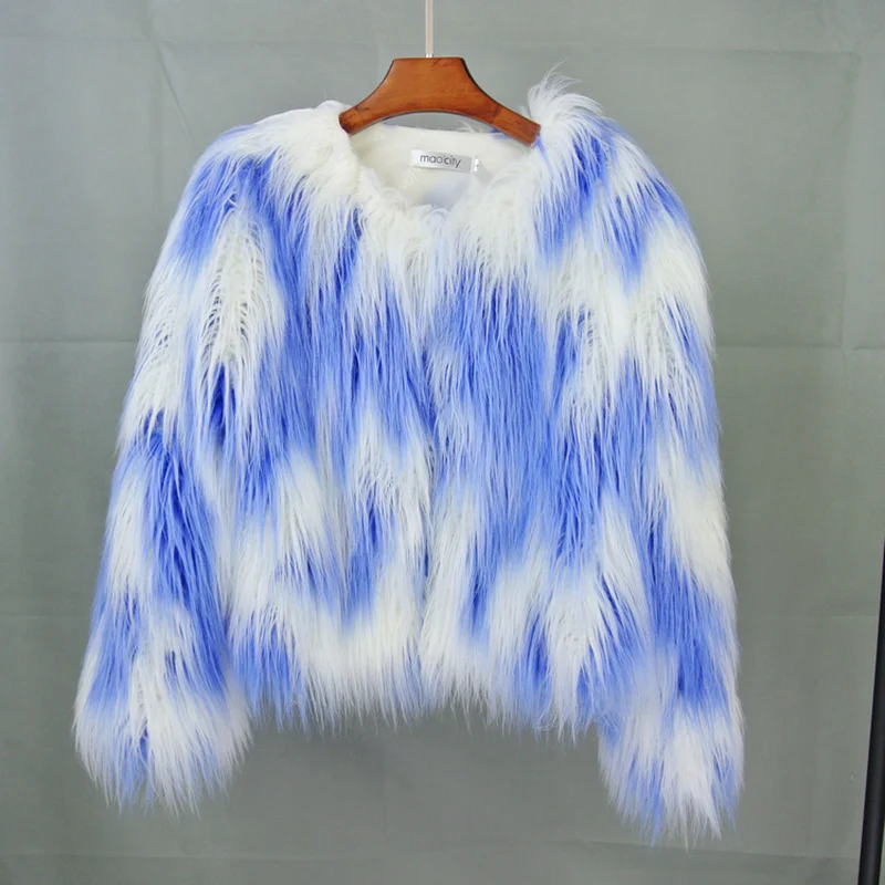 

Winter Woman Imitation Mink Fur Shaggy Jacket Faux Sheep Fur Long Hair Cardigan Fox Fur Short Furry Coat Bomber High Waist Tops