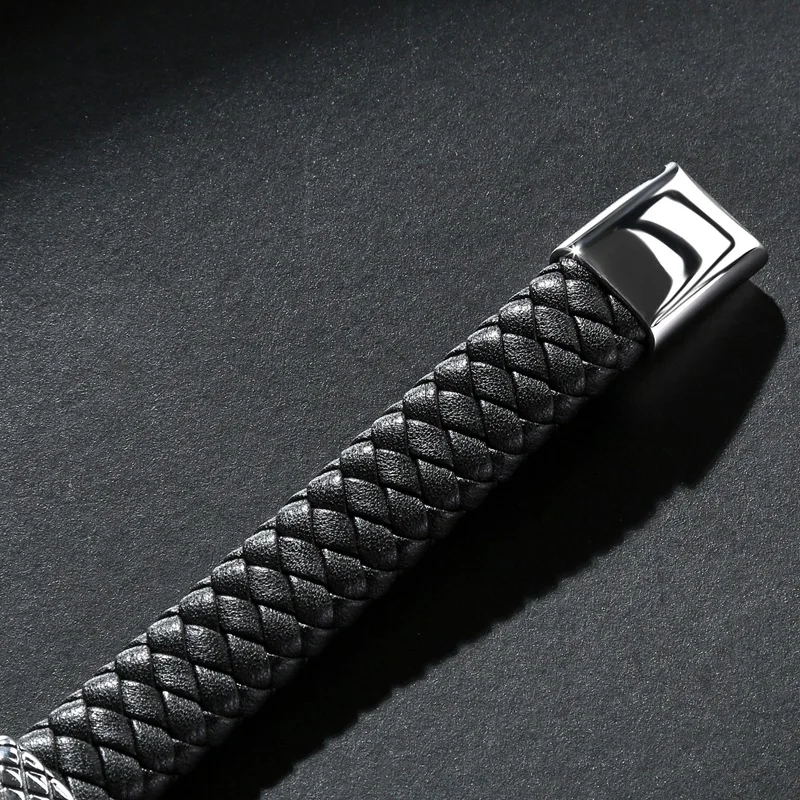 Новые мужские ювелирные изделия в стиле панк Φ черный плетеный браслет для