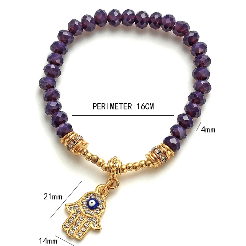 Браслет с хрустальными бусинами Lucky Eye амулет браслет Hamsa ручная подвеска