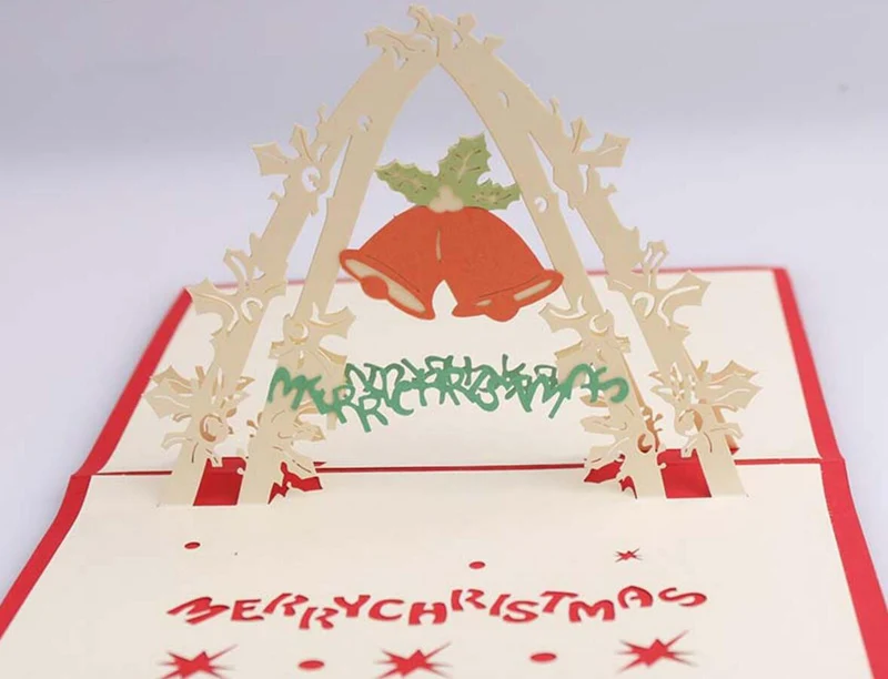 

10pcs 3D Christmas Bells Handmade Kirigami Origami For Merry Christmas Party Invitation Cards Greeding Postcard