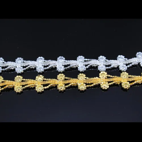 5 ярдов Серебряная аппликация для одежды свадебный аксессуар пояс невесты ювелирные изделия Цветок Хрустальная цепь отделка коготь близкая чашка цепь отделка